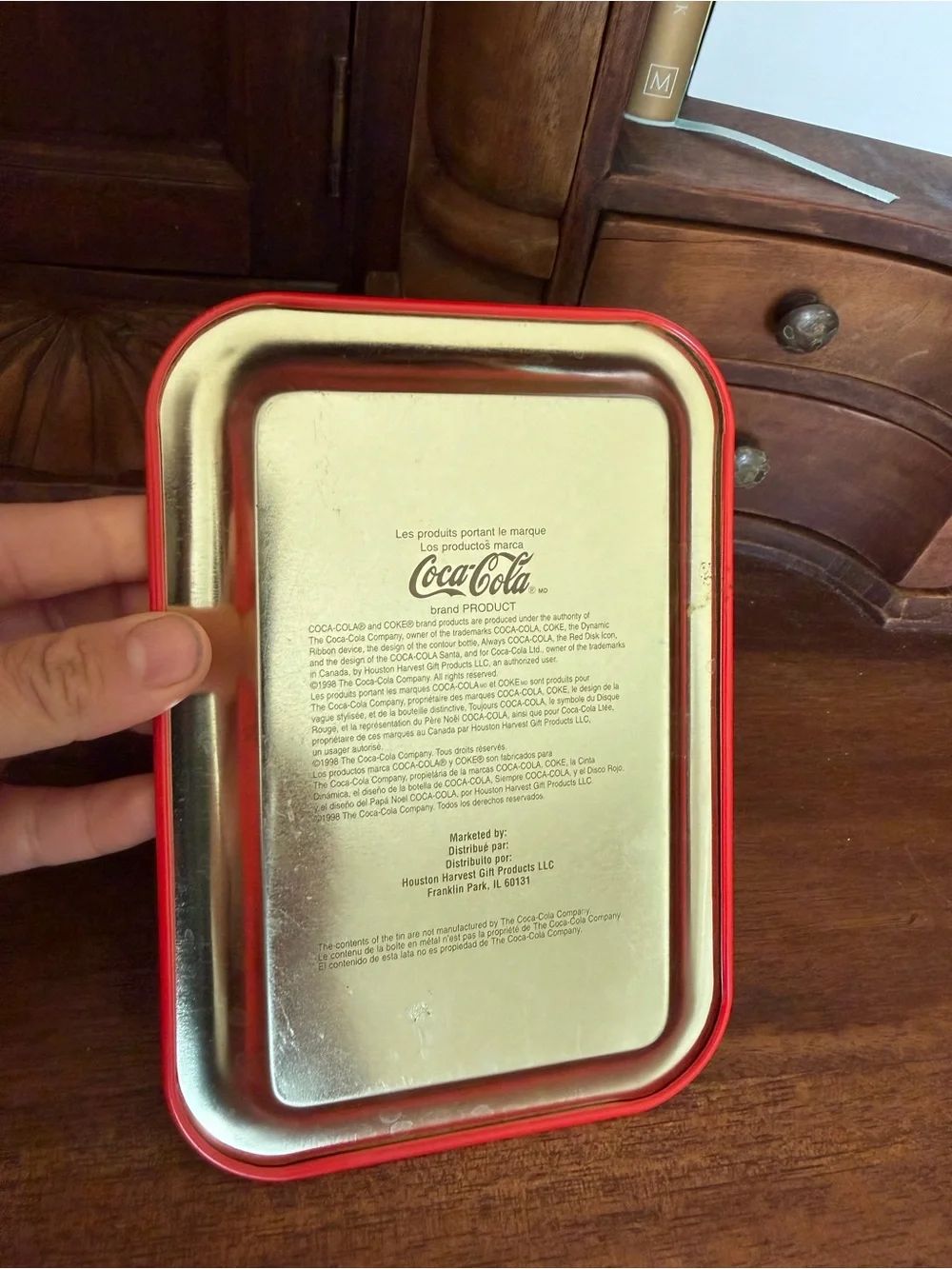 1998 Coca-Cola Santa Christmas Metal Tray Vintage Coke Holiday Collectible